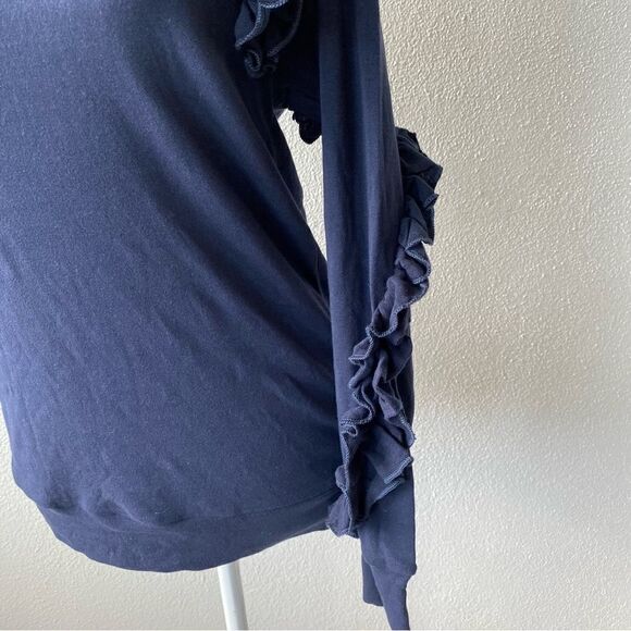 Chaser Womans Long Sleeve Blue Tee Ruffle Sleeve Detail SZ M NWT - Picture 12 of 14